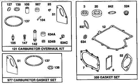 Gasket Sets Diagram and Parts List for 259700  Briggs and Stratton Engine